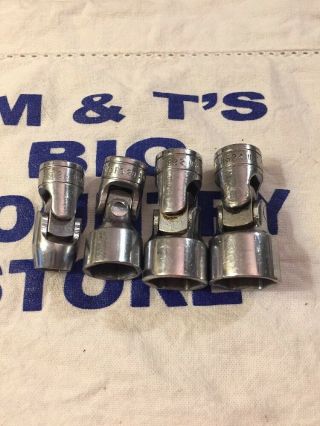 Vintage Snap - On Tools 3/8 " Dr 6pt 4pc Universal Swivel Sockets Fs Series Usa