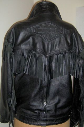 Harley Davidson Vintage Embossed Fringe Vented Leather Panhead Jacket Usa M / L