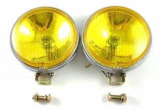 Vw Amber 6 " Flat Face 12v Vintage Fog Lights Chrome Bug Bus Ghia Type 3 H3 Bulbs