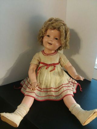 Shirley Temple Stand Up And Cheer Ideal 1930s Composition Doll Tagged Dress 27 "