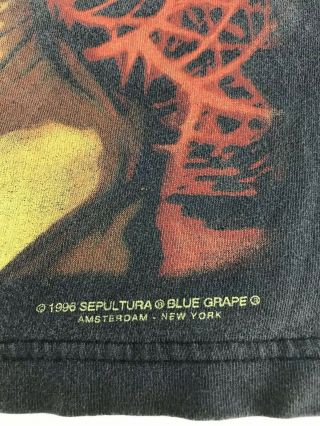 Vtg Sepultura Roots T - Shirt Size Large Blue Grape Tag Made in USA Thrash Metal 4