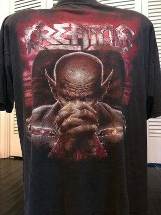 Vtg 97 Kreator Outcast Tour Shirt Sz Xl Slayer Venom Rock Morbid Death Metal Dio