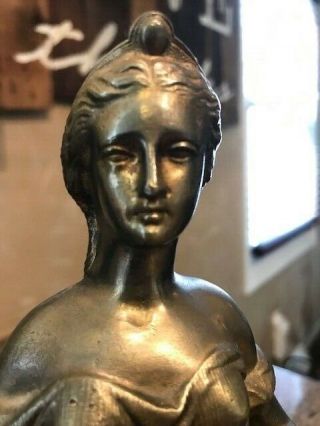 Vintage Antique Lady Girl Statue Figurine - Brass,  Copper Or Bronze