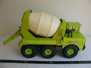 Vintage 1974 - 75 Tonka Toys Lime Green Mighty 6 - Wheel Cement Mixer Truck 3950 VG 3