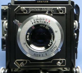 Vintage Century Graphic Graflex Camera Trioptar 103mm F4.  5 Lens & 120 Film Back 3