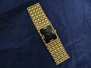 Very Fine Vintage Longines Gold Tone Black Diamonds Dial Dress Bracelet Watch