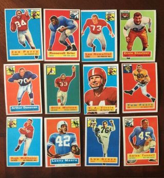 12 Vintage 1956 Topps Football Cards Moore Rc,  Grier Rc,  - Crease