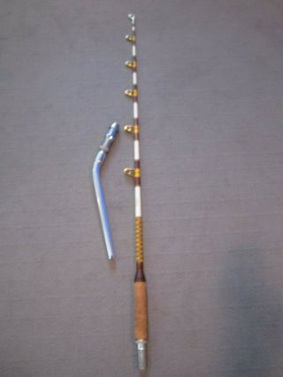 Vintage Uslan Custom Built Big Game Fishing Rod - Fin - Nor Tycoon Rollers - Bent Butt