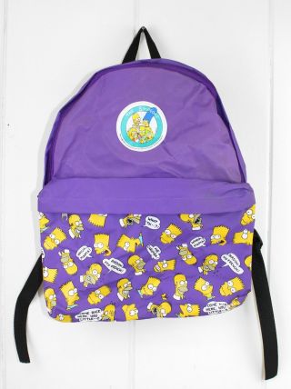 Vtg 1990 The Simpsons Backpack Purple Bart Homer Quotes 90s Tv Rare Nwt