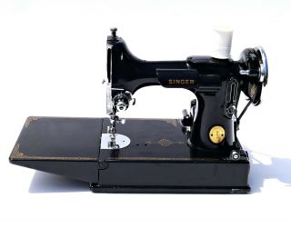 Vintage 1946 Singer 221 Featherweight Scroll Face Sewing Machine & 2