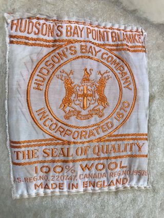 VINTAGE HUDSON ' S BAY 4 POINT BLANKET 100 WOOL ENGLAND 70 