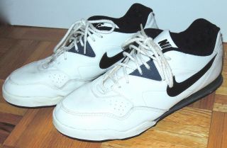 Nike Golf Shoes Mens White Leather Purple Metal Spikes 11.  5 Vintage 80s 90s Rare