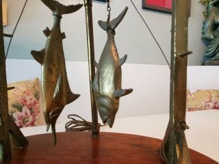 RARE Signed McDonald Ltd Ed 583 Essex CT USA Sport Lamp Brass Tuna Billfish 7