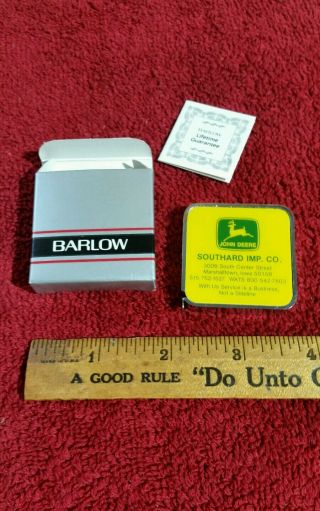 Vintage John Deere Advertising Tape Measure - Barlow - Farm Tractor Implement Jd