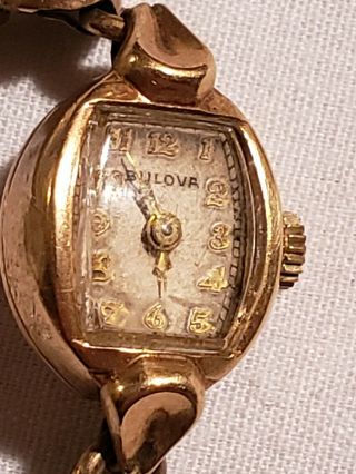 Antique Vintage Ladies Bulova 14KT Gold Wristwatch 4