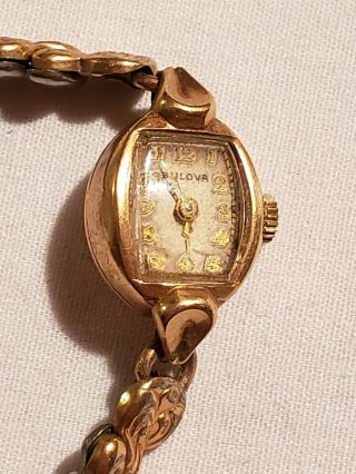 Antique Vintage Ladies Bulova 14KT Gold Wristwatch 6
