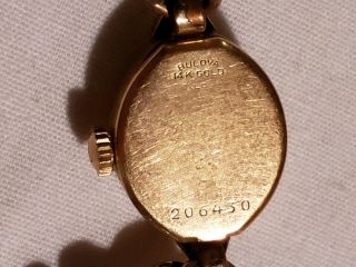Antique Vintage Ladies Bulova 14KT Gold Wristwatch 7