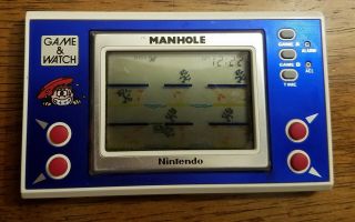 Vintage 1983 Nintendo Game Watch Manhole Handheld Video Game