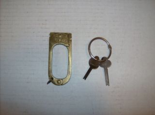 Antique Vintage S B Co Crank Bronze Brass Padlock Lock 2 Push Keys Bike Bicycle