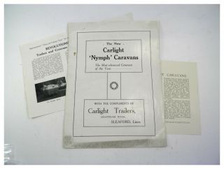 Vintage Printed Sales Brochure Carlight Nymph Caravans Carlight Trailers