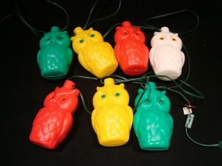Vintage Retro NOMA Owl Party Lites String 7 Camping Rv Patio Blow Mold Lights A 5