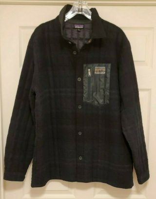 Vintage Mens Patagonia Wool Down Filled Button Up Work Chore Plaid Jacket Sz 2xl