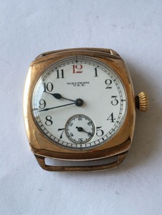 Antique Gold Plated Ww1 Waltham Trench Watch Dennison Case