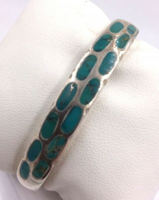 Sterling Silver Inlaid Turquoise Cuff Bracelet 6.  5 " 26.  9gr