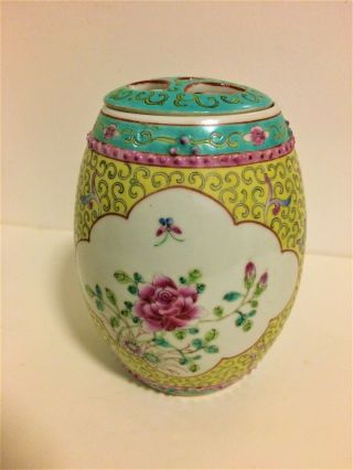 Antique Chinese Porcelain Hand Painted Tea Caddy Signed
