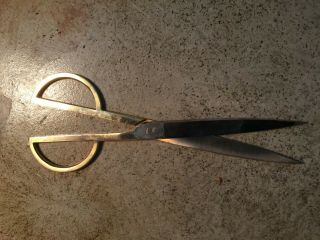 VINTAGE MID CENTURY MODERN ITALIAN BRASS HANDLE STEEL SCISSORS Made in ITALY 5