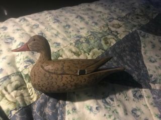 Vintage Hand Carved Norman P.  Hancock Duck Decoy,  Harkers Island Nc Signed