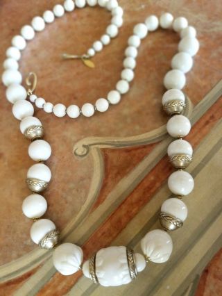 Gorgeous Craft Rare Vtg Oscar De La Renta Beaded Strand Resin Necklace Signed
