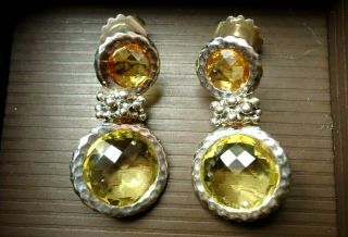 Michael Dawkins Sterling Silver Lemon And Orange Citrine Earrings,  Box