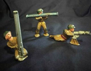 3 Vintage Lead Metal Military Army Men Toy Soldiers