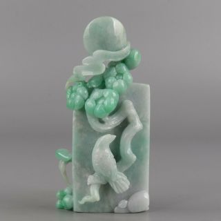 Chinese Exquisite Hand - Carved Flower And Bird Carving Jadeite Jade Statue