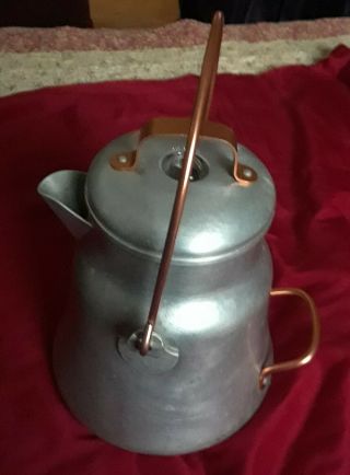 Vintage Wearever Aluminum Percolator Cowboy Coffee Pot 3112 Copper Tone Handles