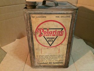 Vintage Polarine 5 Gallon Oil Can Rare Antique,  Mobil,  Sinclair,  Cities
