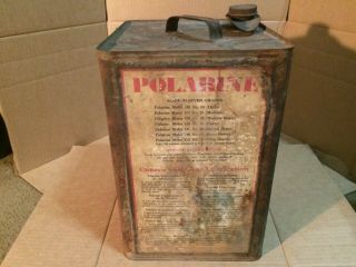 Vintage POLARINE 5 Gallon Oil Can RARE Antique,  Mobil,  Sinclair,  Cities 3