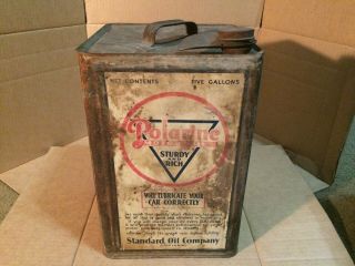 Vintage POLARINE 5 Gallon Oil Can RARE Antique,  Mobil,  Sinclair,  Cities 4