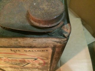 Vintage POLARINE 5 Gallon Oil Can RARE Antique,  Mobil,  Sinclair,  Cities 8