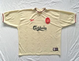 1996 - 1997 Liverpool Reebok Away Football Soccer Shirt Vtg White.  Xxl 2xl 50 " /52 "