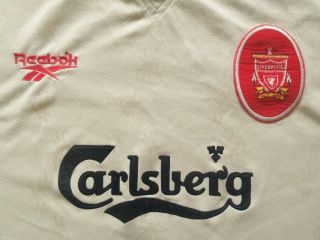 1996 - 1997 Liverpool Reebok away football soccer shirt vtg white.  XXL 2XL 50 