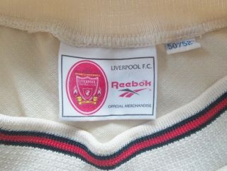 1996 - 1997 Liverpool Reebok away football soccer shirt vtg white.  XXL 2XL 50 