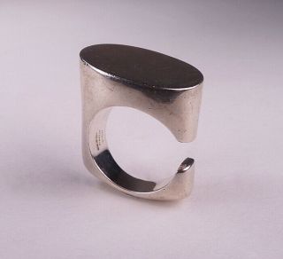 Vintage Modernist Heavy Sterling Sculptural Angled Ring,  S’paliu,  Spain,  ‘70s