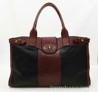 Fast Ship Fossil Vintage Reissue Black And Brown Xl Weekender Tote Satchel