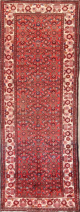 Vintage 10 Ft Red Runner Hamedan Persian Oriental Hand - Knotted 9 