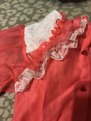 Martha’s Miniature’s Dress Size 6 Pink White Ruffles Dress Pink Heart Buttons 4