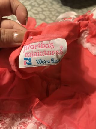Martha’s Miniature’s Dress Size 6 Pink White Ruffles Dress Pink Heart Buttons 8