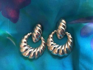 Vintage Taxco Mexico Designer Sterling Silver Large Clip - On Earrings