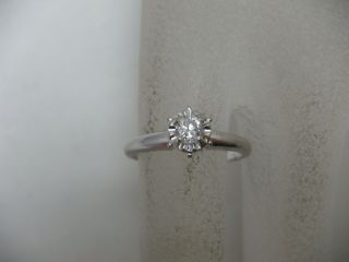 Antique 14k White Gold Diamond Ring.  21 Ct.  Vs2 Solitaire 5.  5 Size Art Deco